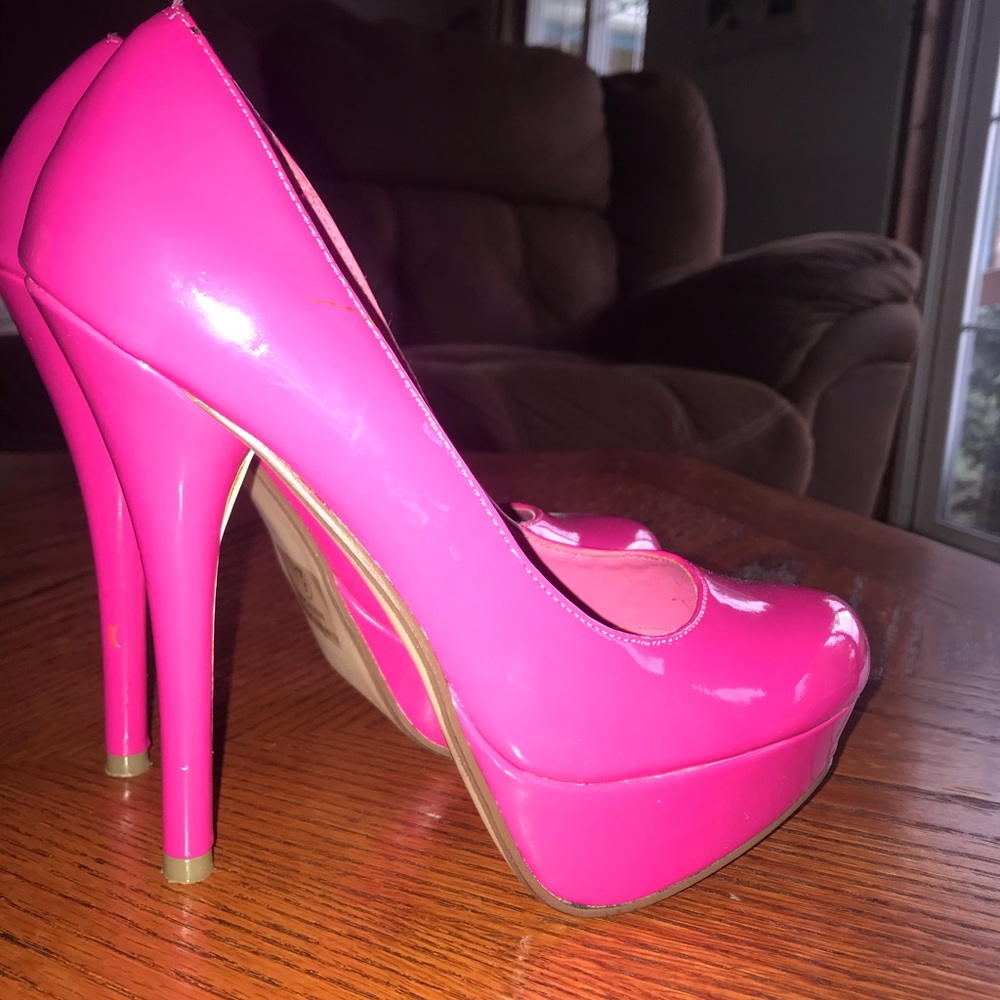 Pink high heel shoes